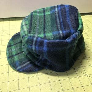 XL Green Plaid Fleece Fit Hat (Left Sided Brim)